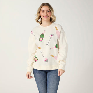 Cheers Sequin Sweatshirt - Ivory