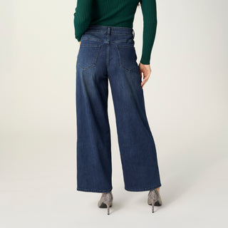 Bambu Soft Wide Ankle with Rhinestones - Dark Denim