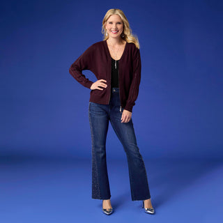 Bambu Soft Flare with Rhinestone Side - Indigo Dark Denim