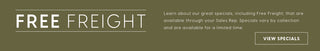 Promotional banner with 'FREE FREIGHT' text and call to action on a green background