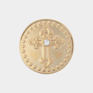 Gold Metal Cross w/ Stone - Gold