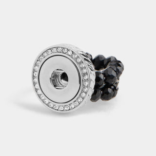Black Facet w/Stones Ring - Black