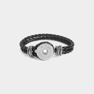 Black Leather Double Braided Bracelet