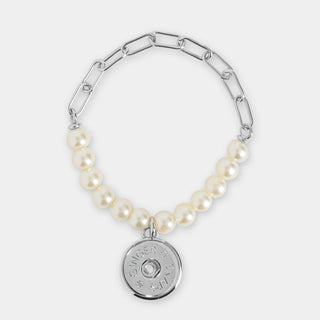 Pearl+Link Stretch Bracelet - Silver