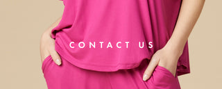 Close up of model wearing bright pink loungewear