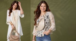 Two models wearing spring summer outfits