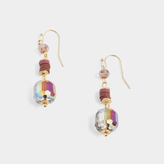 Purple and Gold Facet Bead Dangle - Gold