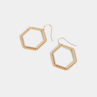 Textured Hexagon Earrings - Gold - Final Sale