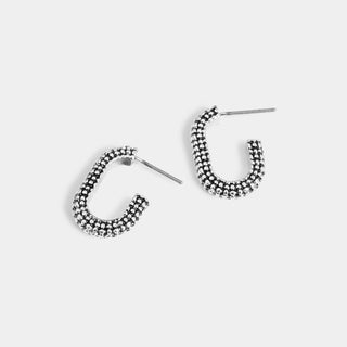 Studded Oval Earrings - Silver - Final Sale