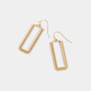 Studded Rectangle Drop Earrings - Gold - Final Sale