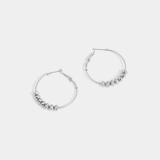 Hoop w/ Beads Earrings - Silver