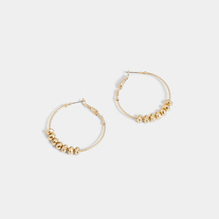 Hoop w/ Beads Earrings - Gold