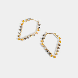 Pentagon w/ Beads Earrings - Gold