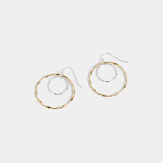 Wavy Double Hoop - Mixed Metal Earrings