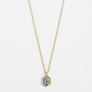 Abalone Hexagon Necklace - Gold