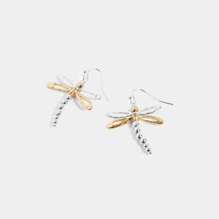 Mixed Metal Dragonfly Earrings