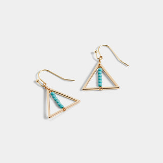 Gold Triangle Dangle w/ Turquoise Earrings