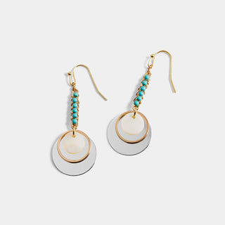 Turquoise Linear Drop Disc Earrings