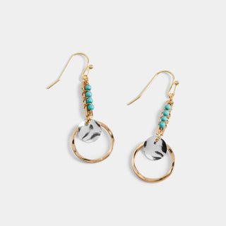 Turquoise Linear Drop Hoop Earrings