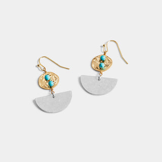 Duo Shape Mixed Metal Dangle Earrings