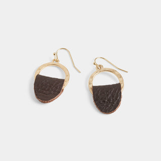 Leather Tab Hoop Earrings