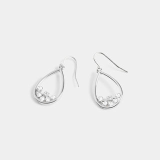 Scattered Stone Teardrop Earrings - Silver