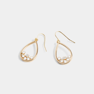 Scattered Stone Teardrop Earrings - Gold