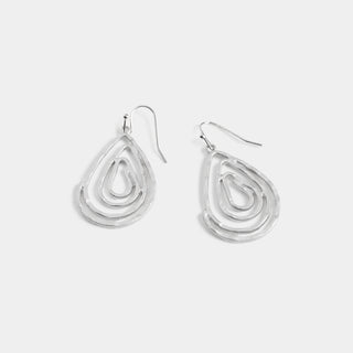 Swirl Teardrop Earrings - Matte Silver