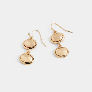 Double Dome Dangle Earrings - Gold