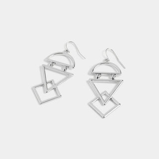 Layered Geometric Earrings - Silver