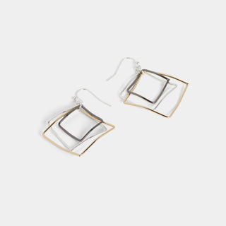 Triple Square Earrings - Mixed Metal