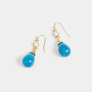 Stone Teardrop Bead Dangle Earrings - Ocean