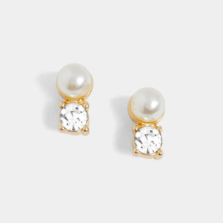 Pearl Stone Stud Earring - Gold