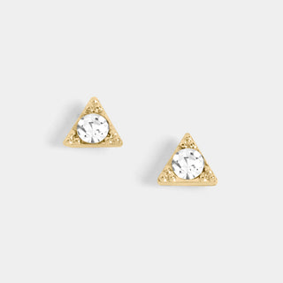 Triangle Stone Stud Earrings - Gold