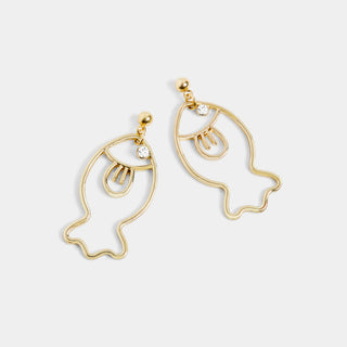 Big Fish Dangle Earrings - Gold