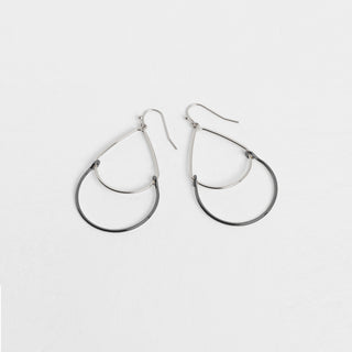 Double Teardrop Dangle Earring - Gunmetal