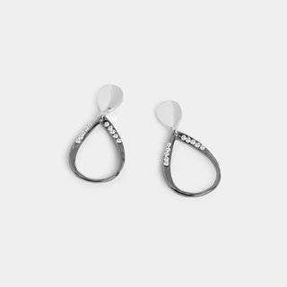 Mixed Metal Teardrop Earring - Gunmetal