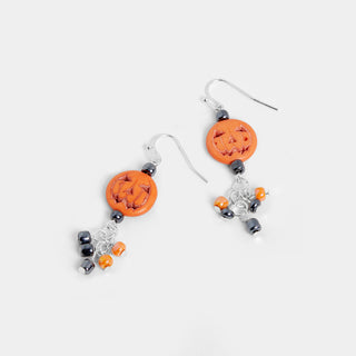 Jack-O-Lantern Dangle Earring - Orange