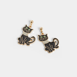 Black Cat Earring - Black