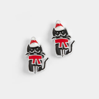 Christmas Kitty Stud - Black