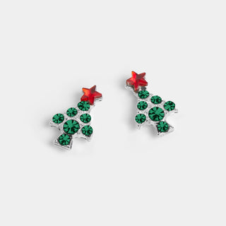 Jeweled Christmas Tree Stud - Green