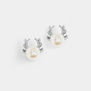 Pearl Reindeer Stud - Silver
