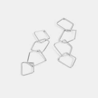 Whispers Stylish Geometric Dangle Earrings - Silver