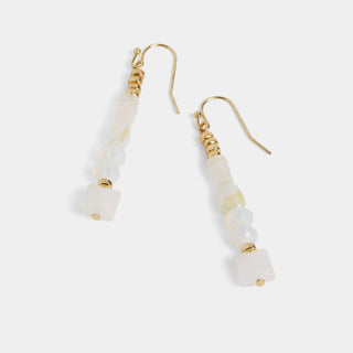 Whispers Bead Line Dangle Earrings - White