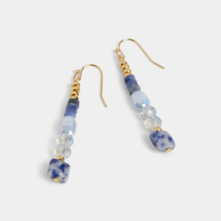 Whispers Bead Line Dangle Earrings - Blue