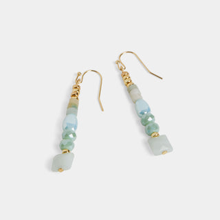 Whispers Bead Line Dangle Earrings - Blue Surf