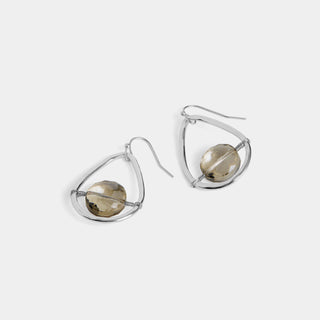 Whispers Bead Center Teardrop Earrings - Silver/Clear