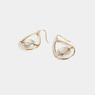 Whispers Bead Center Teardrop Earrings - Gold/Clear