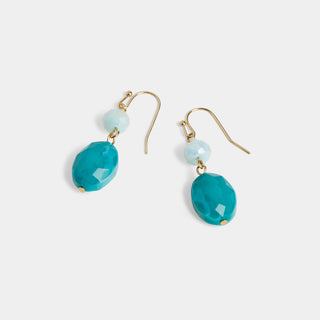 Whispers Glass Bead Dangle Earrings - Turquoise