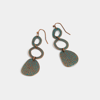 Whispers Rustic Hammered Dangles Earrings - Bronze